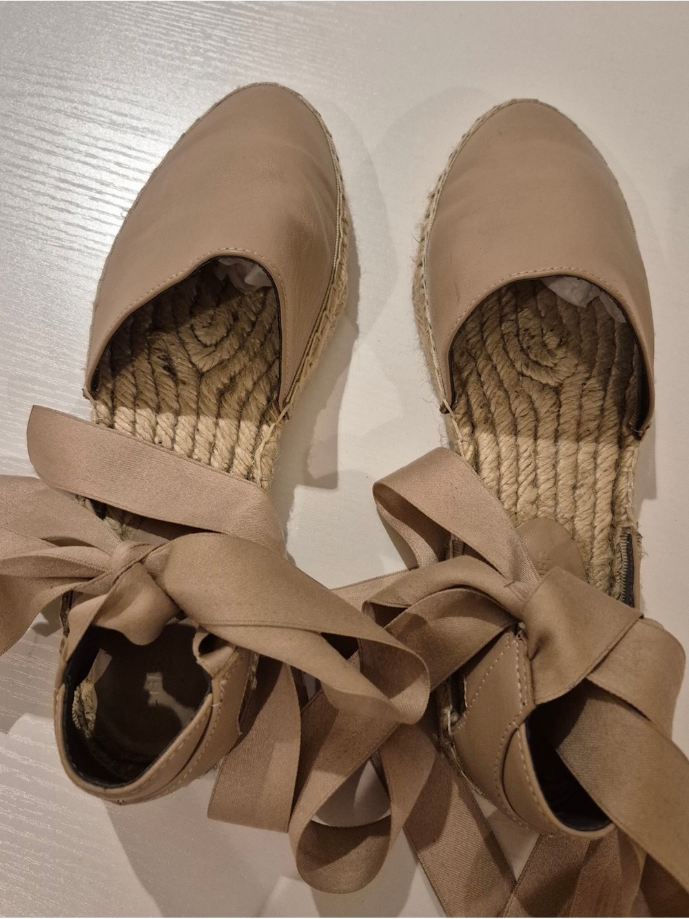 Rebecca Minkoff Beige Ankle-Tie Espadrille Flats Worn 1x LOVE THESE 🩷! - Picture 8 of 10